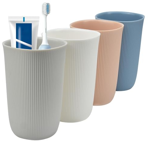 MININUSI 4Pezzi Bicchieri Spazzolino Bagno Spazzolino e Pasta Tazza Bicchiere Portaspazzolino Bicchieri Porta Spazzolino Bagno Cucina Plastica icchiere porta Spazzolino 4 Colori Rosa Bianco Verde Blu