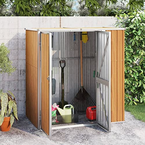 NITCA Capanno da Giardino, Casetta Giardino, Casetta da Giardino, Capanno Attrezzi da Giardino, Capanno per Attrezzi Marrone 161x89x161 cm in Acciaio Zincato