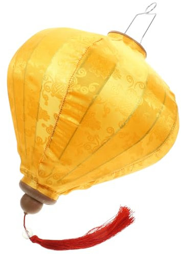Garneck Vietnamesische Laterne Ovale Seidenlaterne Orientalische Chinesische Hängende Papierlaternen Chinesische Neujahrslaterne Für Chinesisches Frühlingsfest Und Feier Gelb