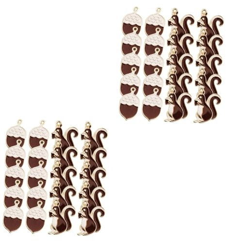 HEALEEP 40stücke Teiliges Niedliche Eichhörnchen Und Kiefernzapfen- Für Schmuckherstellung Für Schlüsselanhänger Armbänder Und Halsketten Bastelzubehör Für Kreative Projekte