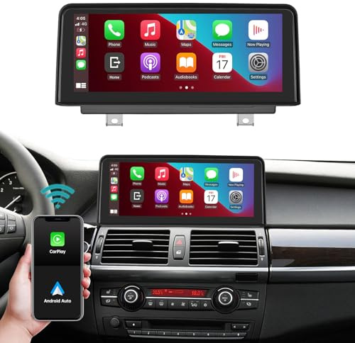 Ninetom 10.25 CarPlay Car Stereo for 2011-2013 BMW X5/X6 Serie E70 E71 CIC | HD Linux System Touckscreen, Supports Wireless CarPlay, Android Auto, Mirrorlink, Camera, Siri, Retains factory functions