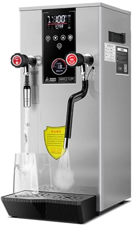 DPLXQPP Máquina Todo En Uno Espuma Leche con Agua Calentar,Máquina Agua Hirviendo con Espuma Leche Vapor,Equipo Comercial Multifuncional Tienda Té con Leche,silver-220V
