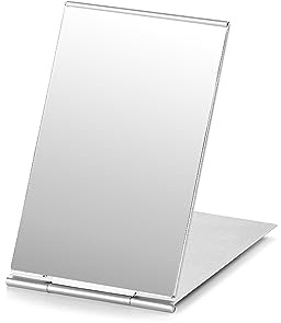 VANCOV Compact Mirror, Portable Folding Mirror, Ultra Slim and Durable with Aluminium Shell, Handbag Mirror for Travel, 12 x 8 cm, Medium