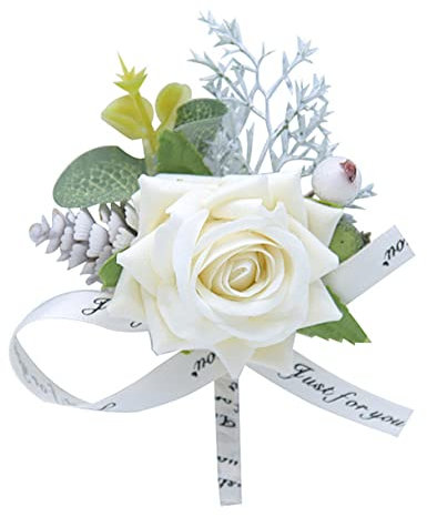 RORPOIR Brautjungfer Braut Blumen Corsage Lint Simulation Künstliche Blume Brosche Rose Bowknot Handgelenk Blume Für Hochzeit Prom Party