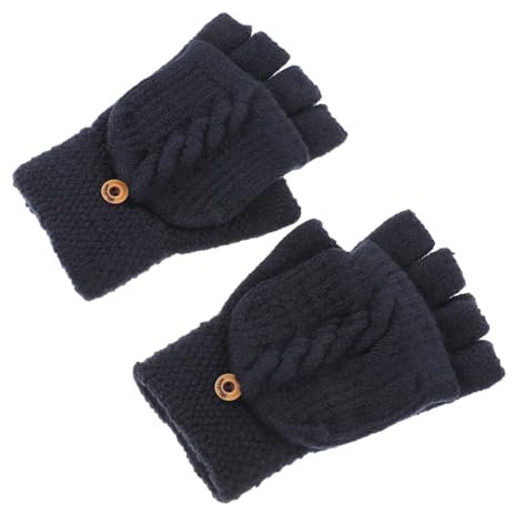 DEARMAMY 1paar Fingerlose Damenhandschuhe Umwandelbare Strickhandschuhe Mit Klappfunktion Warme Fäustlinge Kaschmir Für Alltag Nutzung Von Smartphones