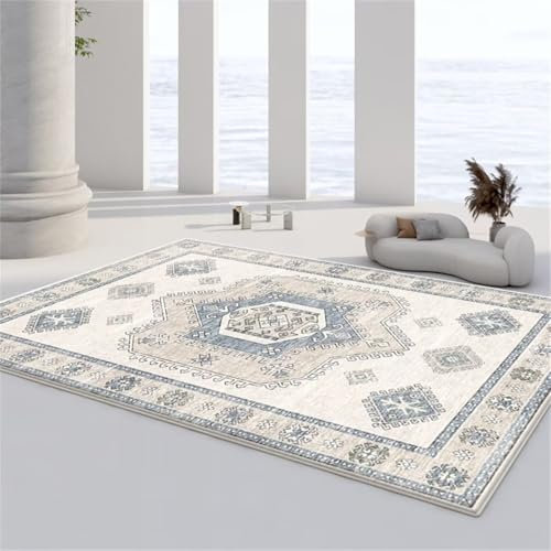 RUGMRZ Terrassenteppich Wetterfest Fleckerlteppich Blauer Teppich Blumendekoration Wohnzimmer Center Teppich Waschbar Teppich Gemustert 200X260CM