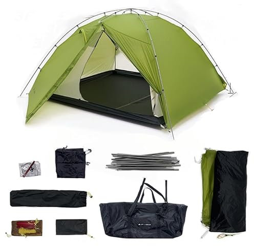 3F UL GEAR 1/3 Personen Outdoor Ultraleichtes Campingzelt, 15D Nylon Regen- und Winddichtes Zelt, 3/4 Jahreszeiten Zelt für Camping, Wandern, Rucksackreisen, einfacher Aufbau (Grün, 3 Personen - 4