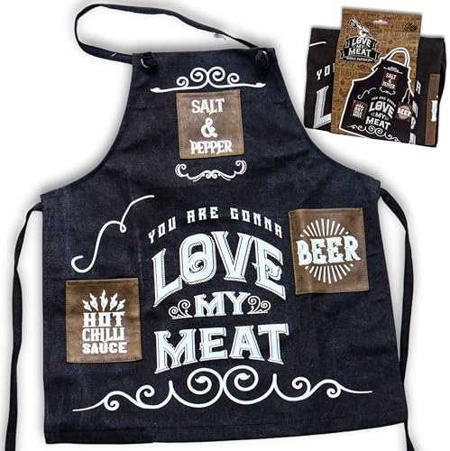 Boxer Gifts Lustige Grillschürzen für Männer – Love My Meat – Neuheit Papa Kochen Geschenke zum Vatertag – Grillgeschenk, mehrfarbig, Einheitsgröße