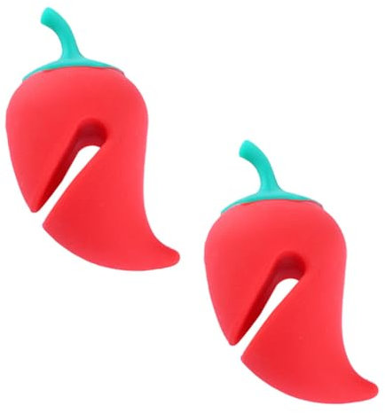 HOLIDYOYO Silicone Pot Lid Holder Steam Releaser with Cute Pepper Shape Boil Over Stopper Heat Resistant Kitchen Accessory for Safe Cooking 2pcs Set