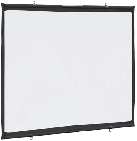 vidaXL Matte White Projection Screen - 60 Inch 4:3 - Wall Hanging, Polyester Fabric with Iron Housing for Home Theater & Presentations