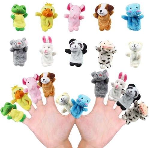 Strehknewen 10 Stück Fingerpuppen Set, Fingerpuppen für Kinder, Fingerpuppen Tiere, Mehrfarbig Plüschfiguren für Kindergeburtstag, Party Mitgebsel und Geschenkideen für Jungen und Mädchen