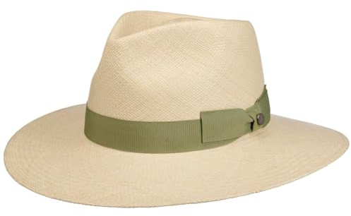 Lierys Montagon Traveller Panamahatt by Herrar - Made in Ecuador sommarhatt stråhatt solhatt med grosgrain band Vår-sommar Sommar - L (59-60 cm) natur-grön