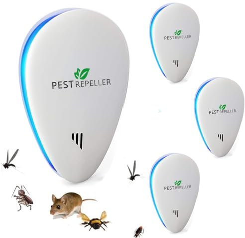 Ultrasonic Pest Repeller, Mouse Repellent Plug in, Pest Control Powerful, Indoor Electronic Repellent 4 packs, for Mice, Rats, Mosquitoes, Cockroach, Moths, Ants