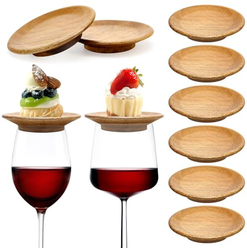 10 Pack Acacia Wood Wine Glass Charcuterie Topper Mini Board Accessories