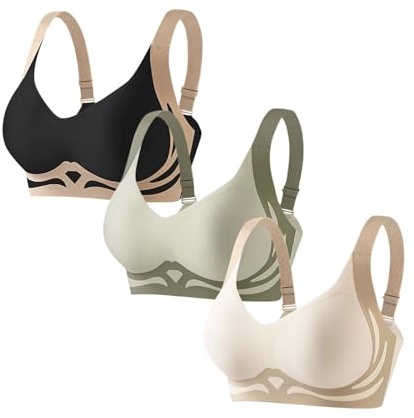Guhmomh 3er Pack Seamless Push up BH Damen Ohne Bügel Minimizer BH Klassische Shaping Bras Comfy Lifting Anti-Sagging Bustier Teenager Verstellbarer Schultergurte Daily Atmungsaktiv Tshirt Bralette