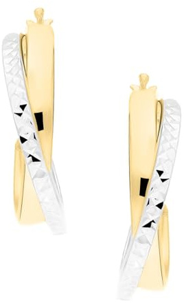 My Gold Damen Creolen Ohrringe Gold 333 Echtes Gelbgold Weißgold (8 Karat) Bicolor 21mm x 4mm Leah C-07920-G363
