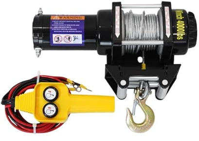 TIEOAXFT Cabrestante eléctrico for vehículos Todo Terreno, 2000 LB, 3000 LB, 12 V, 24 V, UTV, SUV(2000lbs,12V)