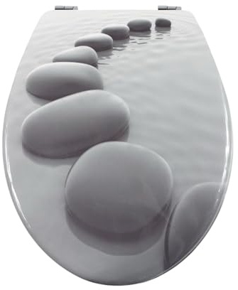 Sedile Copriwater Universale 18 in MDF Laccato – Cerniere Fisse in Acciaio Inox, Paracolpi Bianchi – Copri WC Bagno Elegante e Resistente Art.52979A