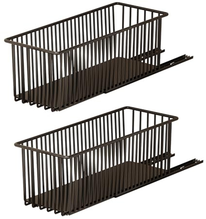 2 Pièces Tiroir Coulissant Cuisine pour Placard, Paniers De Cuisine en Acier Rangement Placard Cuisine, Organisateur Meuble Sous Evier Cuisine,Plateau Coulissant Cuisine Placard,15.2x41.2x16.2 cm,Noir