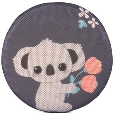 Runde Stuhlkissen für Hocker Sitzkissen aus Memory-Schaum für Kinder mit Bändern Cartoon-Kissen Stuhlpolster für Küche Zuhause Büro mit Reißverschluss Waschbar (27,9 cm Koala)