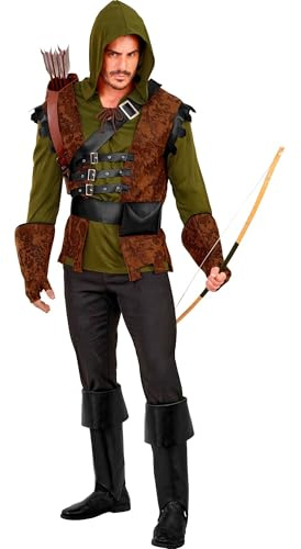 W WIDMANN MILANO Party Fashion - Set costume Robin of Sheerwood per uomo, arciere in simil pelle per carnevale