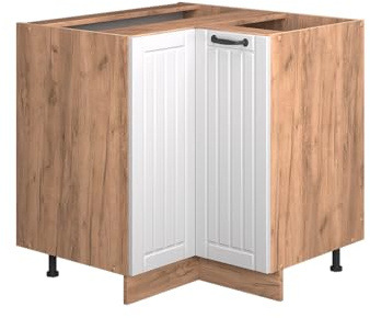 Vicco Mobile ad angolo cucina Fame-Line, Bianco rustico, 80.5 cm senza piano di lavoro, per la combinazione con altri moduli della serie Fame-Line