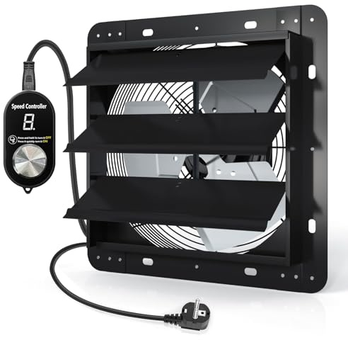 Aygrochy 300mm regelbar abluftventilator, Drehstrom EC motor Industrie Wandventilator 1650m³/h, Belüftung und Kühlung für Gewächshäuser, Garagen Loft und Küche.