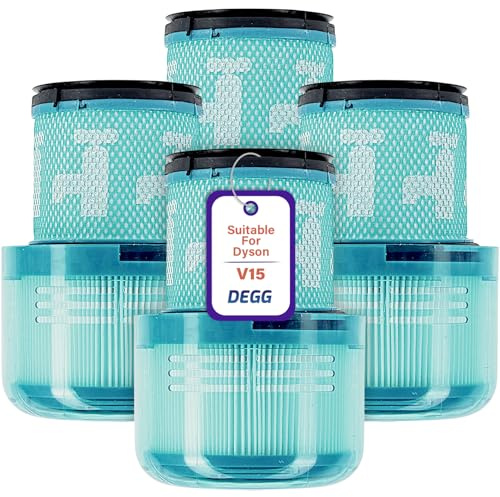 DEGG Hepa-filter – kompatibel med Dyson V15 – tvättbart dammsugarfilter – ersättningsfilter – perfekt passform – dammsugartillbehör – premiumkvalitet – 4 st
