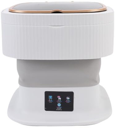 HELEVIA 11.5L Lavatrice Pieghevole, Rondella Portatile Pieghevole con Drenaggio Automatico Asciugabile Morbido, per Casa, Dormitorio (Plug)