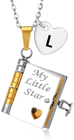 DORANA My Little Star Book Necklace for Daughter Initial Pendant Necklace for Girls Kids Initial Book Necklaces for Daughters Birthday Gifts from Mum Dad Incredible Daughter Jewellery Gifts,L