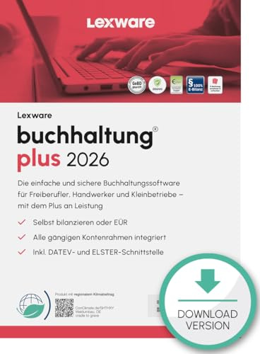 Lexware buchhaltung Plus 2026 (365 Tage)| Einfache Buchhaltungs-Software vom Marktführer | PC Aktivierungscode per Email