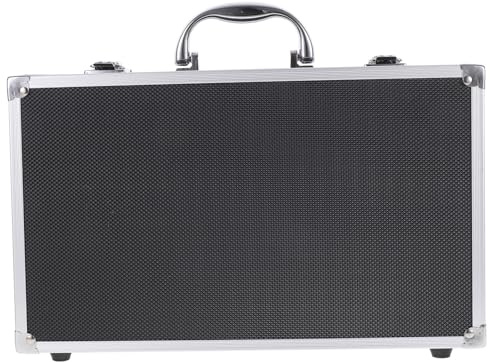 VINTORKY Robuste Mikrofonbox aus Aluminiumlegierung mit Schwammfüllung Tragbarer Aufbewahrungskoffer für Zwei Kabellose Mikrofone im Karaoke Raum