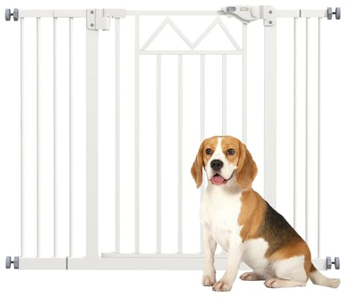 PawHut, Barrera de Seguridad para Perros Extensible 74-100 cm, Blanco
