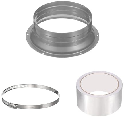 PATIKIL 6 Inch Duct Connector Flange, Galvanized Iron Straight Pipe Flange Interface Air Duct Connector with Clamp for Air Heating Cooling Ventilation HVAC System, Silver