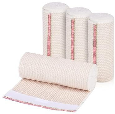 Lot de 4 rouleaux de bandage élastique de qualité supérieure - Bandage cohésif de compression - Convient pour le soutien de la cheville, etc.(10 cm,7.5cm) (7.5cm)