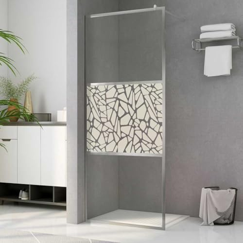 Mokuyary Duschvägg ESG-glas sten 80 x 195 cm separation duschvägg separation för öppet utrymme, badrum