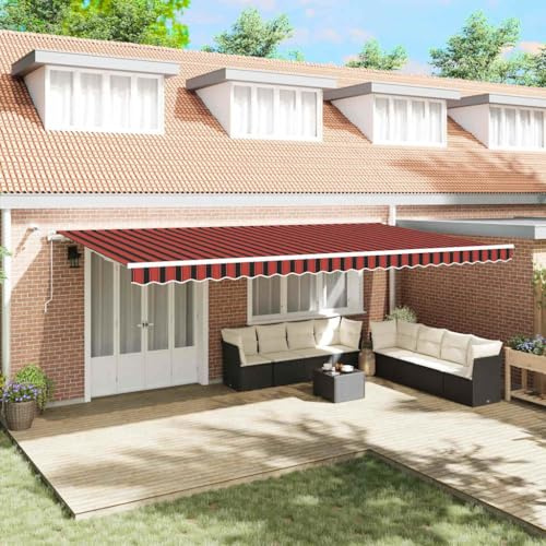 Tenda da sole retrattile con sensore di vento automatico, tenda da sole retrattile con illuminazione a LED e angolo regolabile e altezza, in poliestere e metallo per terrazza e balcone