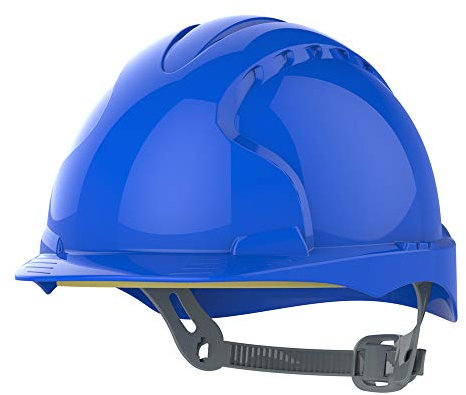 JSP EVO 2 Safety Helmet with Slip Ratchet Adjustment Harness EN 397 Industrial Hard Hat for Building, Construction and Work sites Blue (AJE030000500)