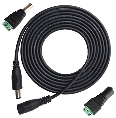 DZYDZR DC 12V Verlängerungskabel 10m 5,5 x 2,1mm Hohlstecker Buchse 22AWG Kupferdraht und 1 Paar 2,1mm DC Stecker Männlich und Weiblich
