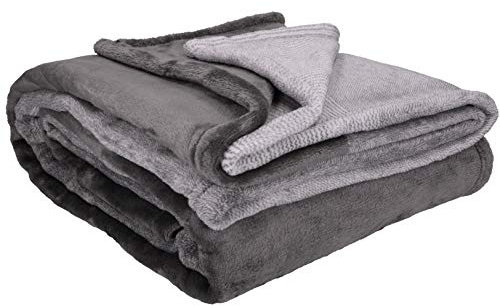 Betz Luxus Kuscheldecke Flauschig Sofa Fleecedecke - Wohndecke XXL Warm Sofadecke Decke Couch Größe 140x190 cm Farbe grau