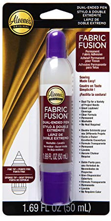 Aleene’s Fabric Fusion Textilkleber Waschmaschinenfest - 50 ml Starker Bastelkleber - Klebestift Doppel Tip – Transparenter Stoffkleber - DIY Superkleber und Rhinestone Glue
