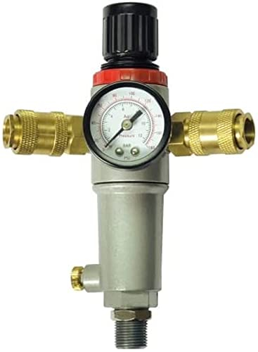 Stanley Réducteur de pression avec manomètre 152172XSTN - Filtre, réducteur de pression et manomètre - Max. 10 bar - Lecture en bar/PSI - 3/4 M + 2 raccords rapides