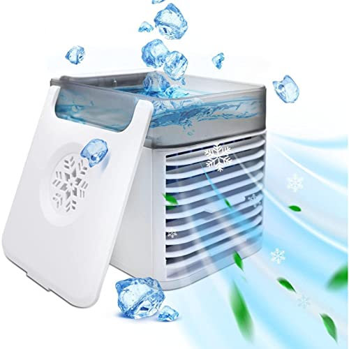 Ventilador para El Coche - Humidifica Aire Acondicionado Camper, 3 Velocidades Ajustables Mini Enfriador De Aire Silencioso, Oficina En Casa Trabajo Al Aire Libre