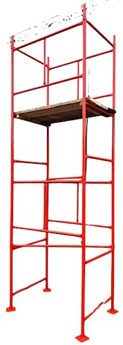 HILL TOP FABRICATIONS CO (1998) LTD - Scaffolding Tower with Scaffolding Boards 5 Meters (16'6) Working Height 4x2'6 Base Size. Steel & Polyester Powder Coated (PPC) High Quality Durable Finish.