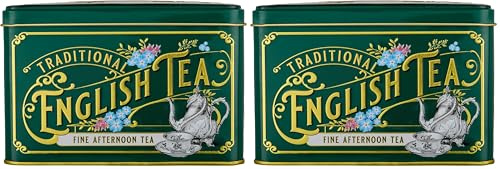New English Teas Vintage Victorian Tea Tin with 40 English Afternoon teabags (Pack of 2)