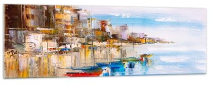 Panorama Bilder auf Glas 160x50cm Glasbild Landschaft Hafen Strand Groß XXL Wanddeko Bild im Glas Schlafzimmer Küche Wandbilder Dekoration Wohnzimmer Modern Wand Kunstdruck Art GAB160x50-5944