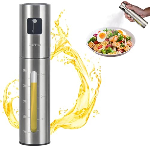 Gafiwa Olive Oil Sprayer for Cooking, Olive Oil Mister Spray Bottle for Cooking, Oil Dispenser Spritzer Bottle for Kitchen, SUS304 Stainless Steel, 100ml, Leak-Proof and Portable.