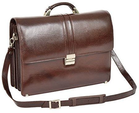 House of Luggage Full Grain Leather Laptop Bag for Men Classic Organiser Briefcase HLG317