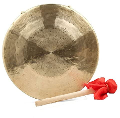 gong tibetano Instrumento de percusión de gong portátil, gongs y platillos de latón de 31cm con dos martillos para ópera(Color:31cm,Size:)