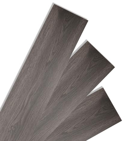 Herrselsam PVC Bodenbelag Selbstklebende, 70 Fliesen ca. 10m² Vinyl Laminat Rutschfeste Wasserdichte Schneidbar Fliesenoptik Bodenfliesen, 91,5cm x 15,2cm Dicke 1,5 mm (Night Oak)